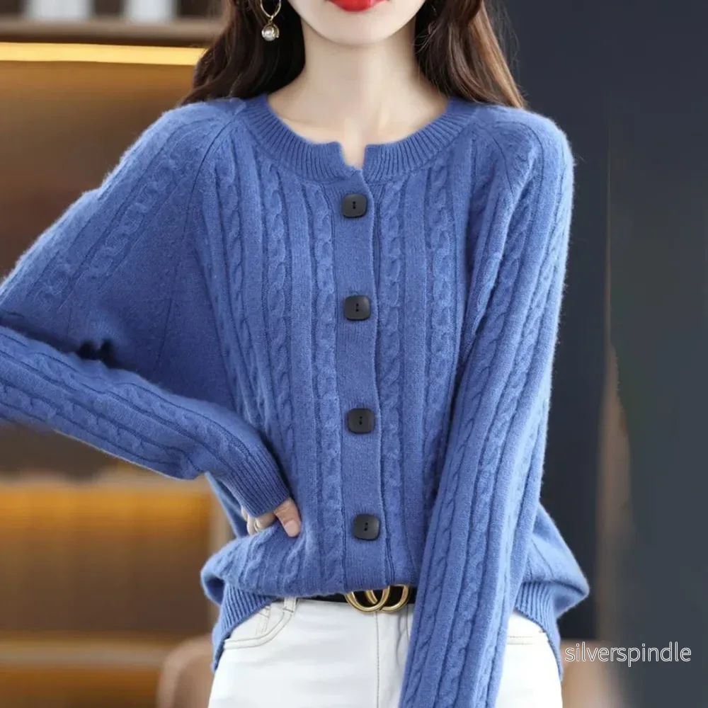 Elegant Knäppt Cardigan för Kvinnor med Kabelmönster | Lätt och Bekväm för Kallare Årstider - Bild 2
