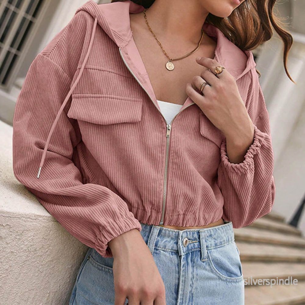 Sophie | Cropped Manchesterjacka Med Huva För Höststil - Bild 3