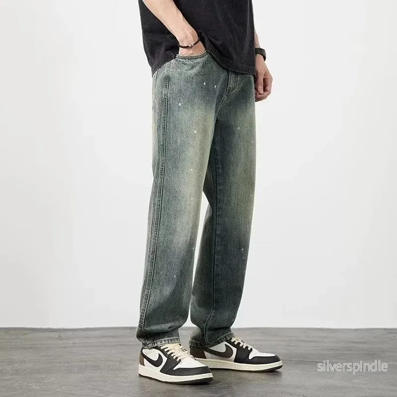 Ethan | Högmidjade Slitna Herr Jeans Stretch med Raka Ben Ethan | Högmidjade Slitna Herr Jeans Stretch med Raka Ben
