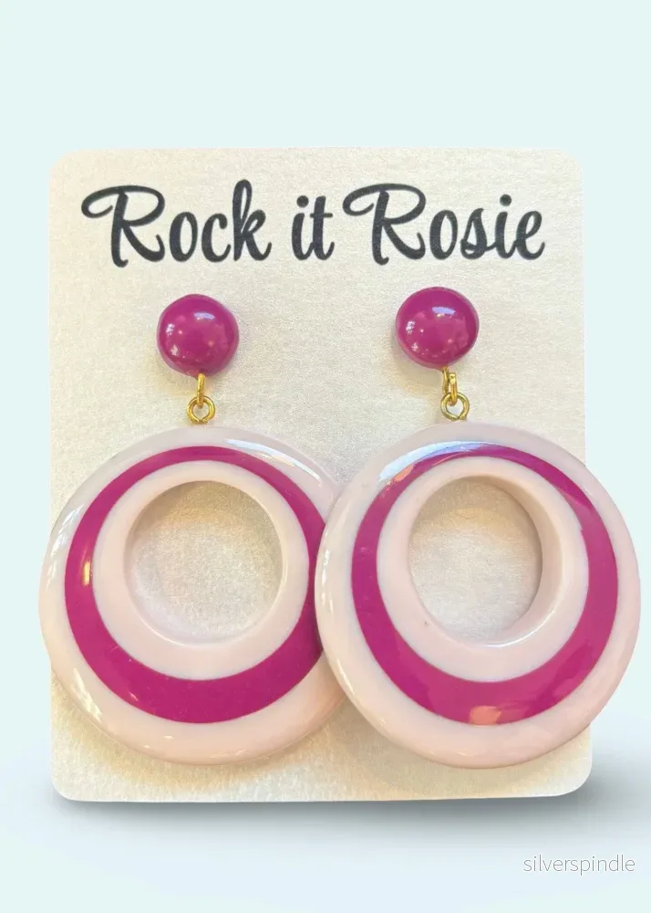 Two tone hoop øreringe - lyserød/ magenta