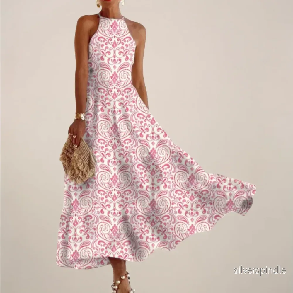 Elegant Maxiklänning | A-linje Flowy Design med Halterneck för Sommarstil