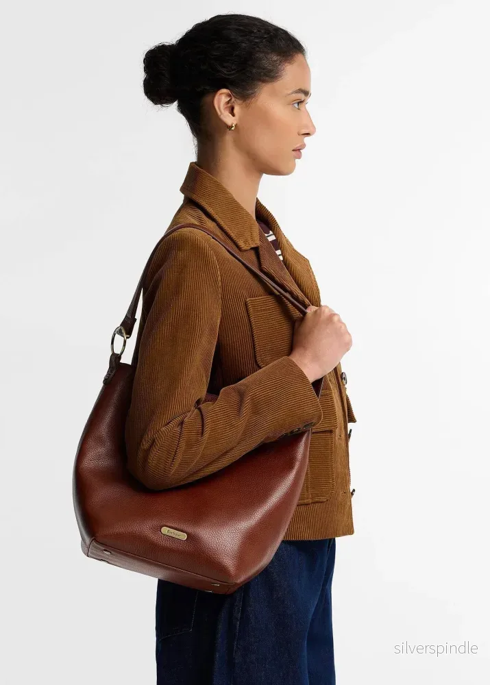 Barbour Cedar Large Leather Bucket Bag Brown - Bild 2