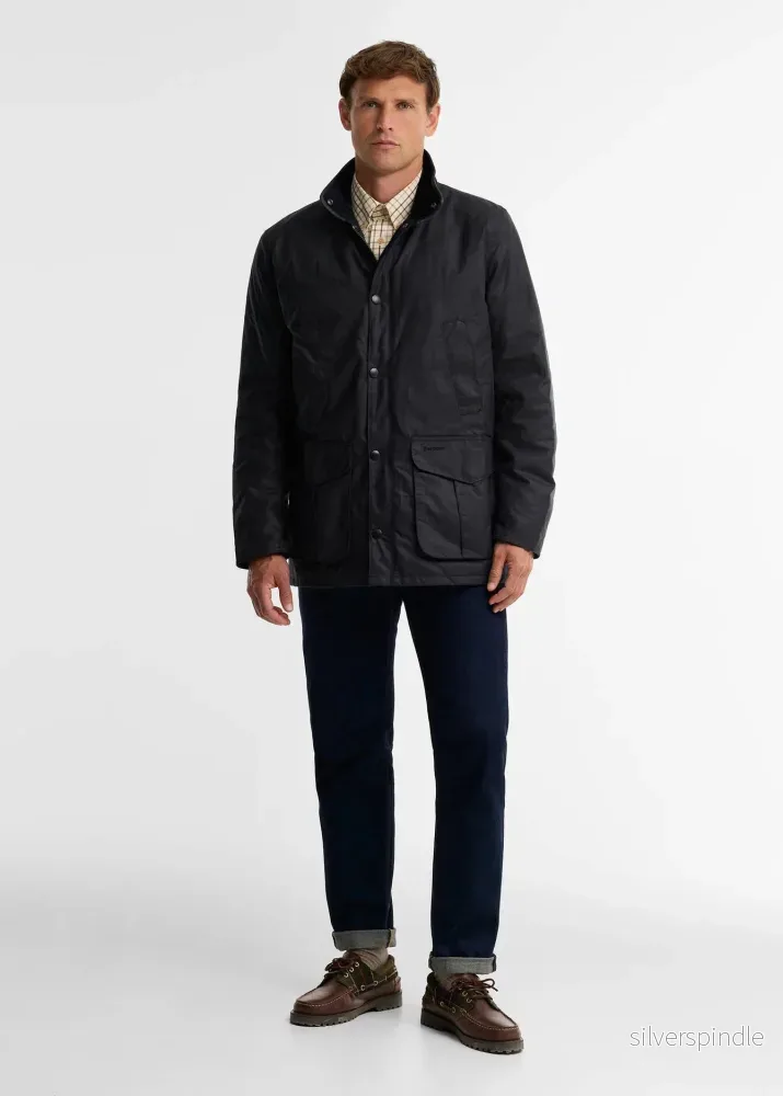 Barbour Hereford Wax Jacket Navy - Bild 2