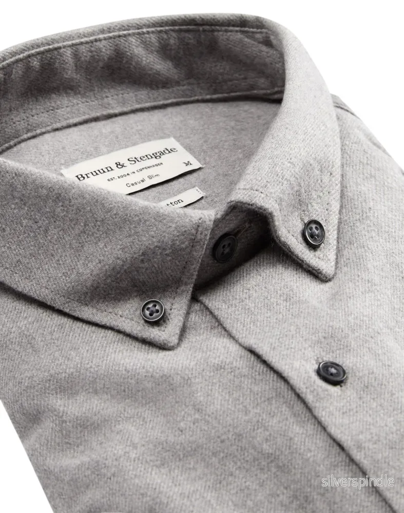 BS Tromsoe casual slim fit Skjorta - Ljusgrå - Bild 2