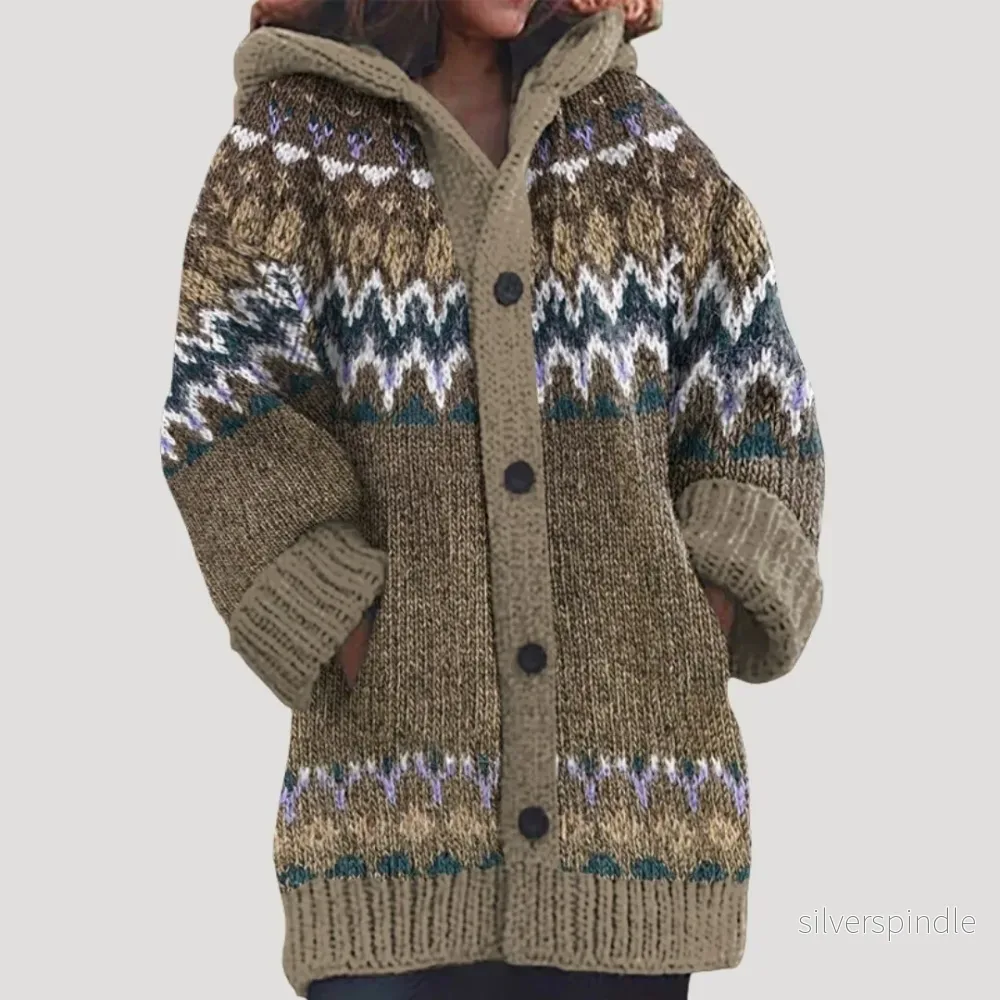 Olivia | Chunky Knit Hooded Cardigan för Kalla Dagar - Bild 2