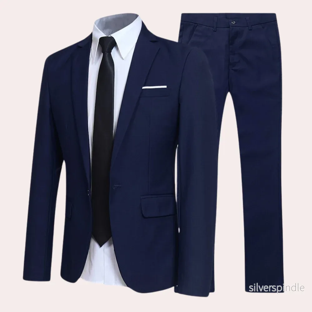 Elegant Slim Fit Kostym Herr | Enkelknäppt Kavaj med Tidlös Design | Perfekt för Formella Tillfällen - Bild 3