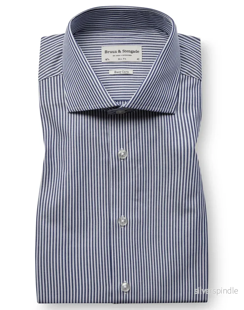 BS Mackenzie Slim Fit Skjorta - Navy/White
