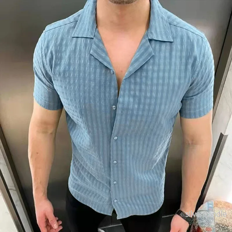 Noah | Slim Fit Kortärmad Kofta med Slagkrage - Bild 2