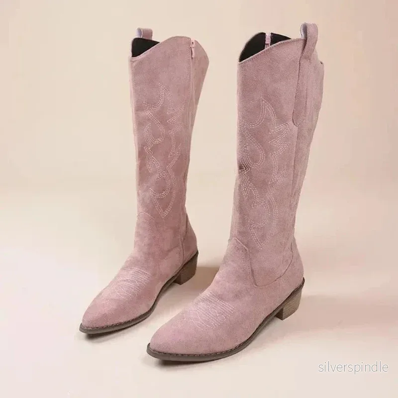 Höga Cowboystövlar med Broderi | Elegant Design och Halkfri Sula för Komfort och Stil Höga Cowboystövlar med Broderi | Elegant Design och Halkfri Sula för Komfort och Stil
