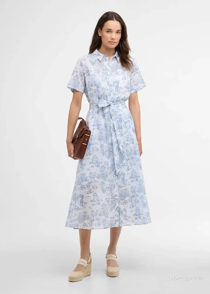 Barbour Wisteria Midi Dress Navy Blue Print - Bild 2