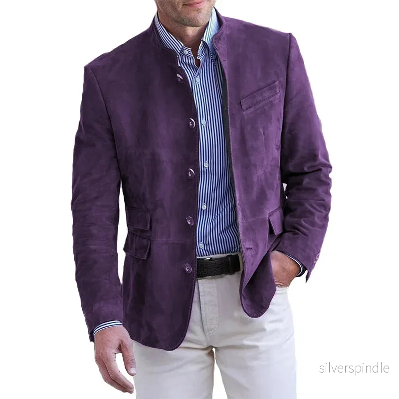 Elegant Kavaj med Ståkrage för Män - Slim Fit Design för Modern Stil - Bild 3