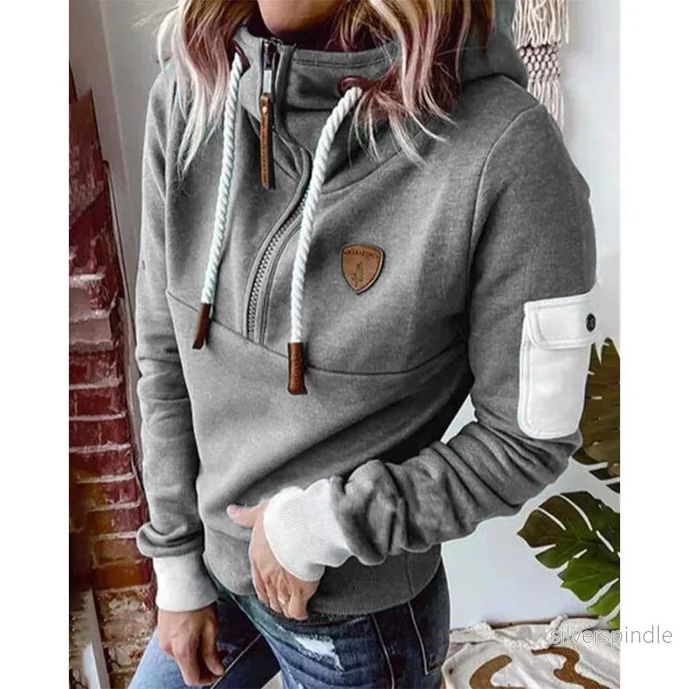 Emma | Praktisk Hoodie med Dragkedja och Ärmpocket - Bild 2