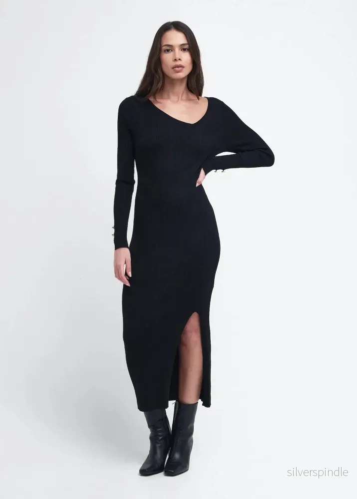 Barbour International Piquet Knitted Midi Dress Black - Bild 2