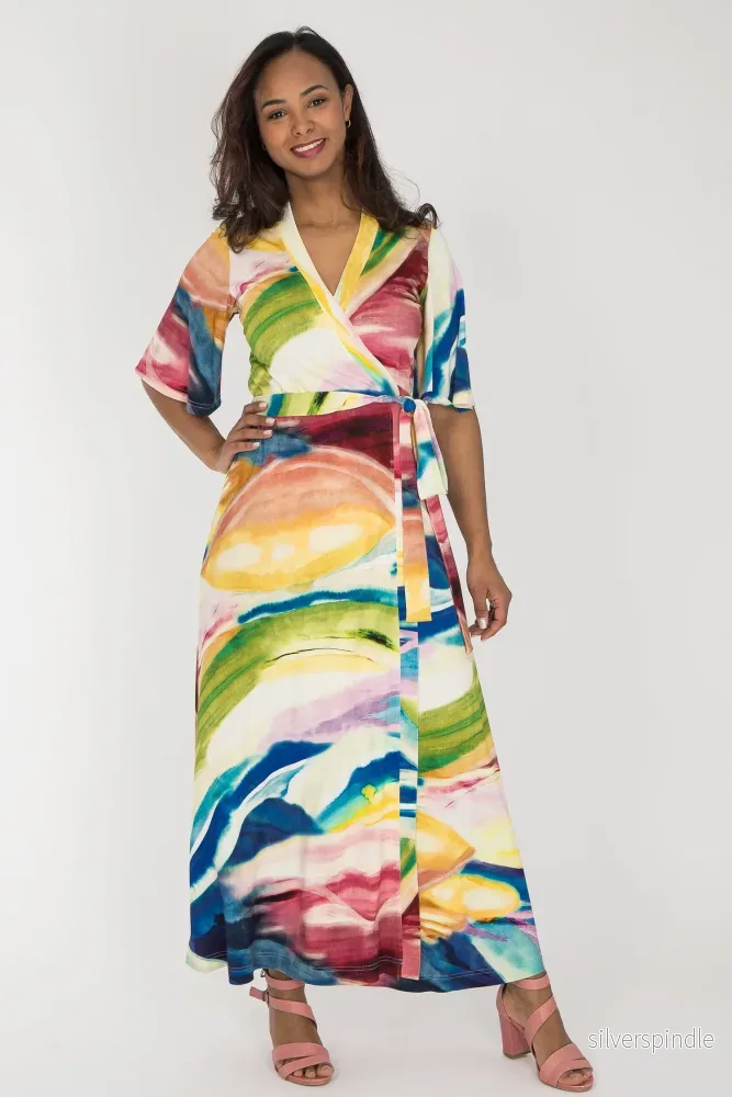 Bestie wrap ankle jersey dress - Rainbow