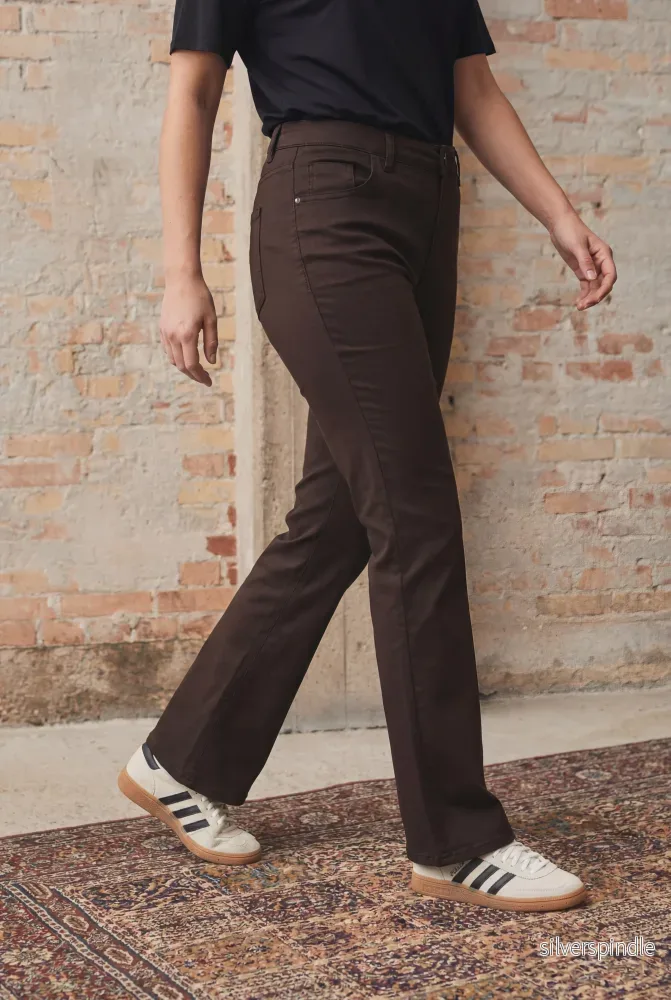 Isay Flare Coated Pant – Dark brown