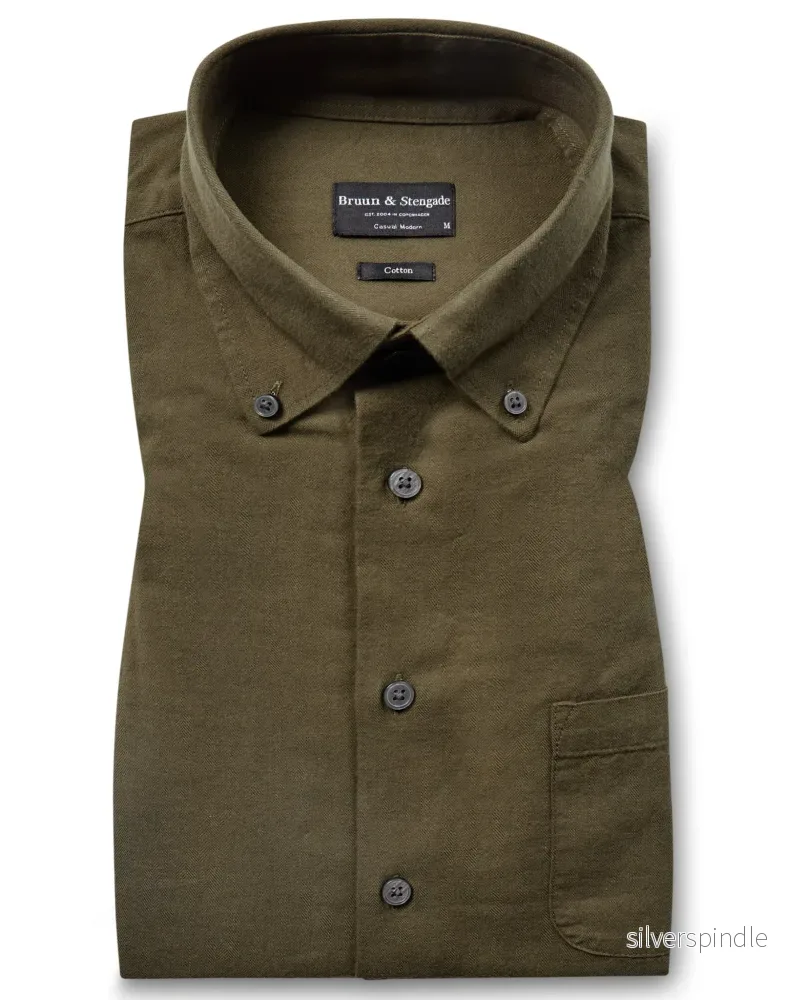 BS Cotton Casual Modern Fit Skjorta – Green