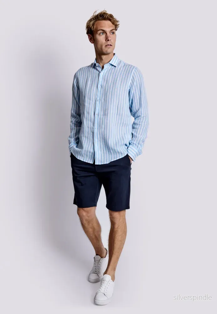 BS Valencia Casual Slim Fit Skjorta - Light Blue/White - Bild 3