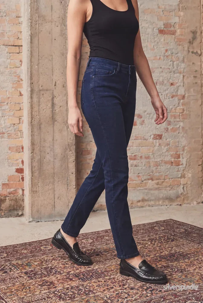 Monza Long Straight Jeans – Blue/Black Wash Monza Long Straight Jeans – Blue/Black Wash