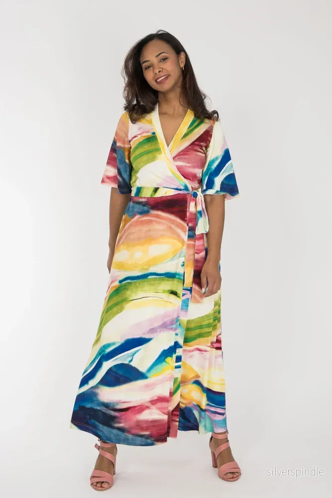 Bestie wrap ankle jersey dress - Rainbow - Bild 3