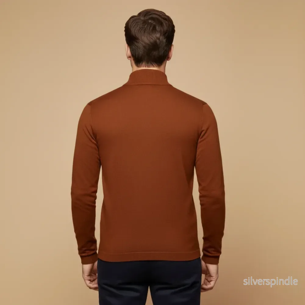 Klassisk Slim Fit | Kvart Zip-tröja för Män med Stativkrage | Elegant Design för Komfort - Bild 2