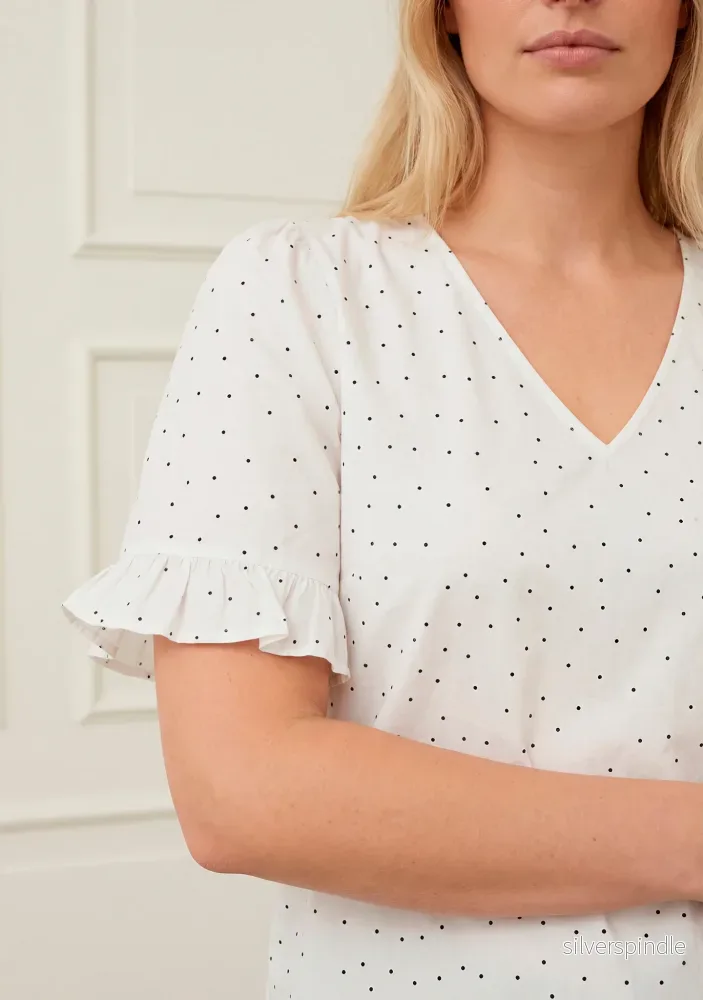 Molly Blouse - White w/Black - Bild 3