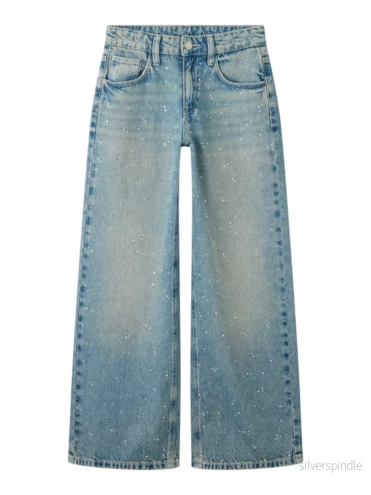 Bella Wide Jeans Med Rhinestones Bella Wide Jeans Med Rhinestones