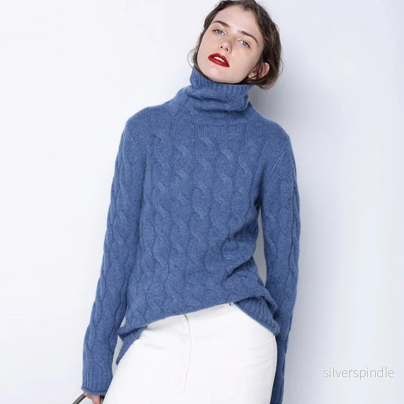 Sophie | Elegant Stickad Dam Tröja Med Hög Hals