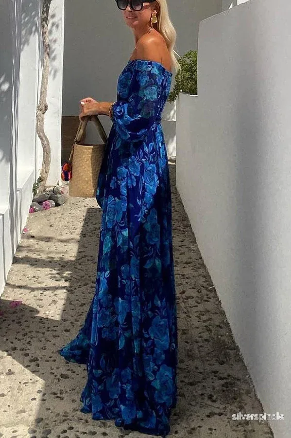 Mia | Romantisk Off Shoulder Maxiklänning Dam med Blommiga Detaljer - Bild 3