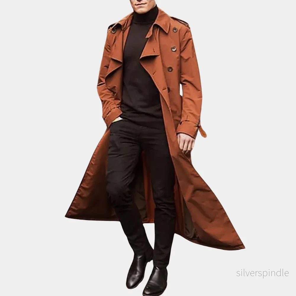 Klassisk Svart Trenchcoat för Män med Vattentålig Design | Tidlös Stil för Kalla Dagar Klassisk Svart Trenchcoat för Män med Vattentålig Design | Tidlös Stil för Kalla Dagar