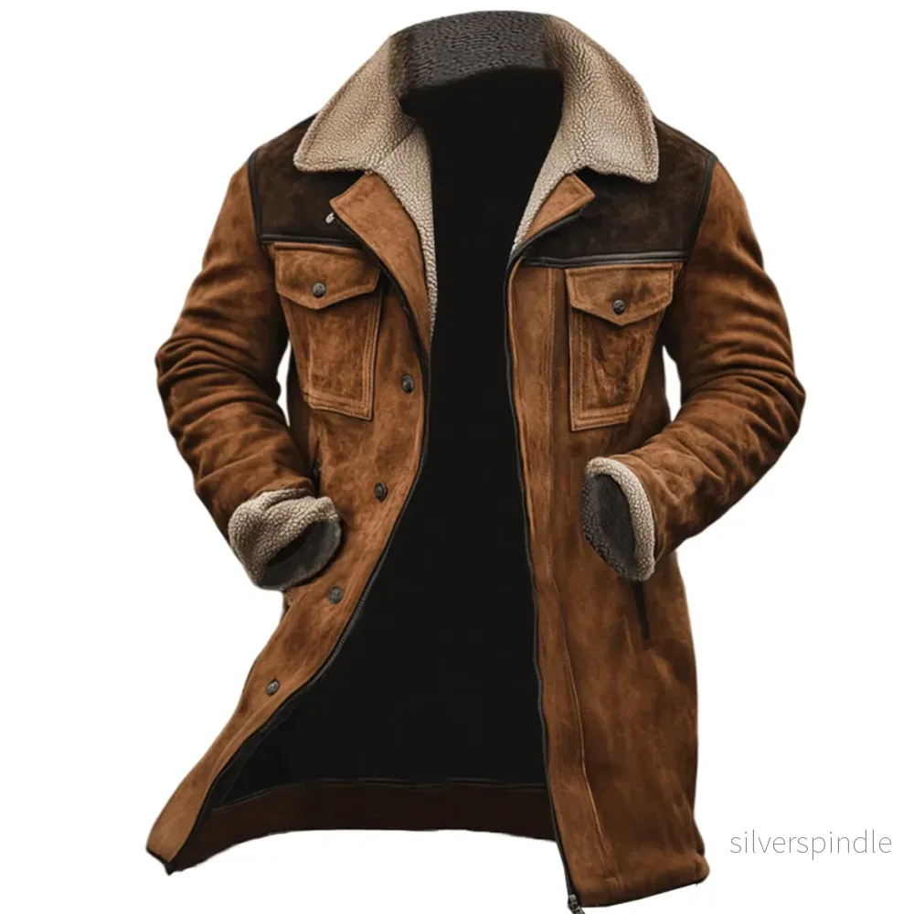 Ethan | Elegant Lång Herrvinterkappa med Shearling Detaljer Ethan | Elegant Lång Herrvinterkappa med Shearling Detaljer