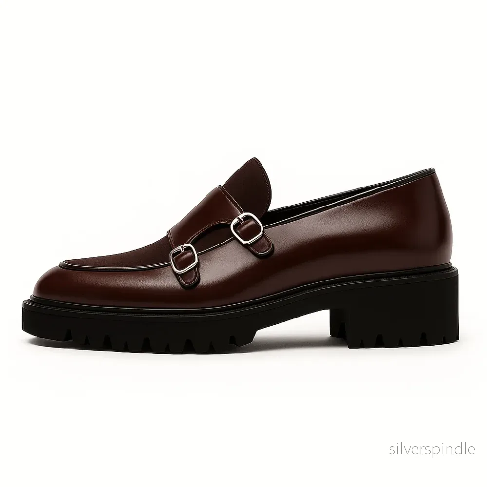 Moderna Loafers Män | Monk Strap Design med Dubbla Spännen | Elegant Stil för Formella Tillfällen - Bild 2