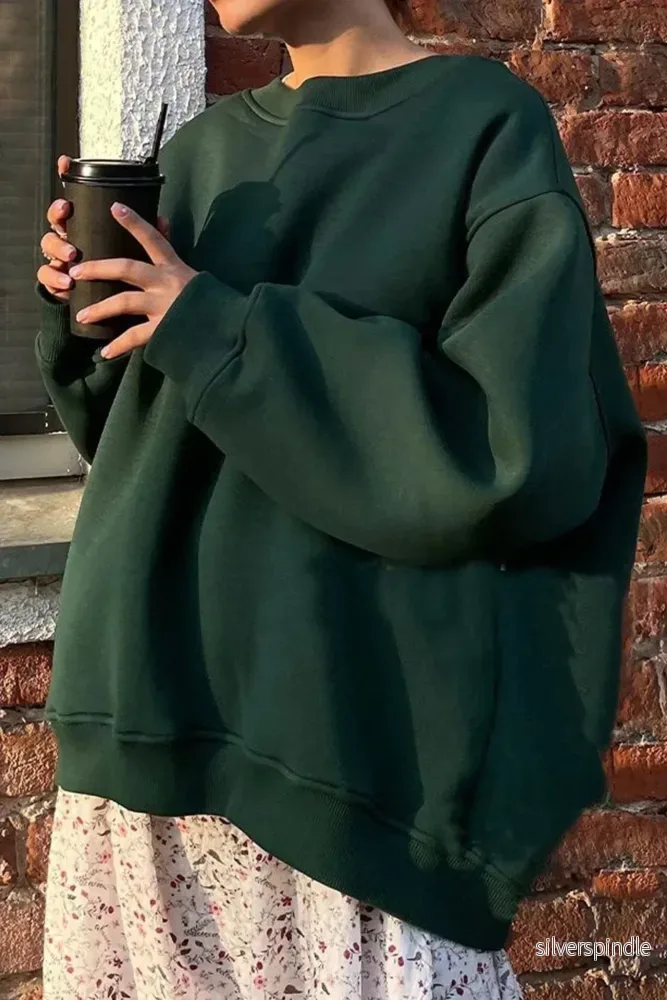 Oversize Sweatshirt för Kvinnor med Mjuk Tyg och Rund Hals | Trendig Passform för Komfort och Stil - Bild 3