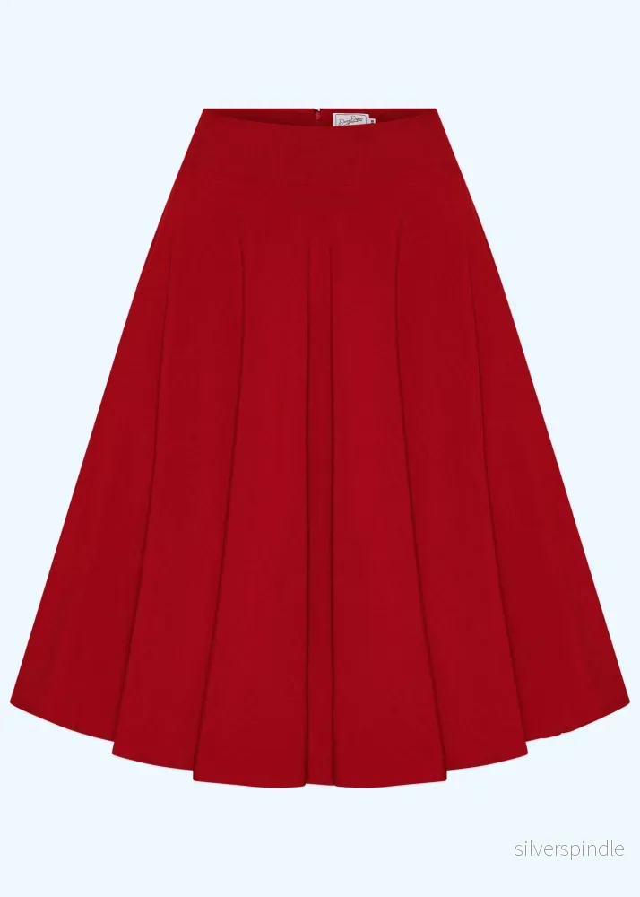 1950-tals swingkjol – rött linen 1950-tals swingkjol – rött linen