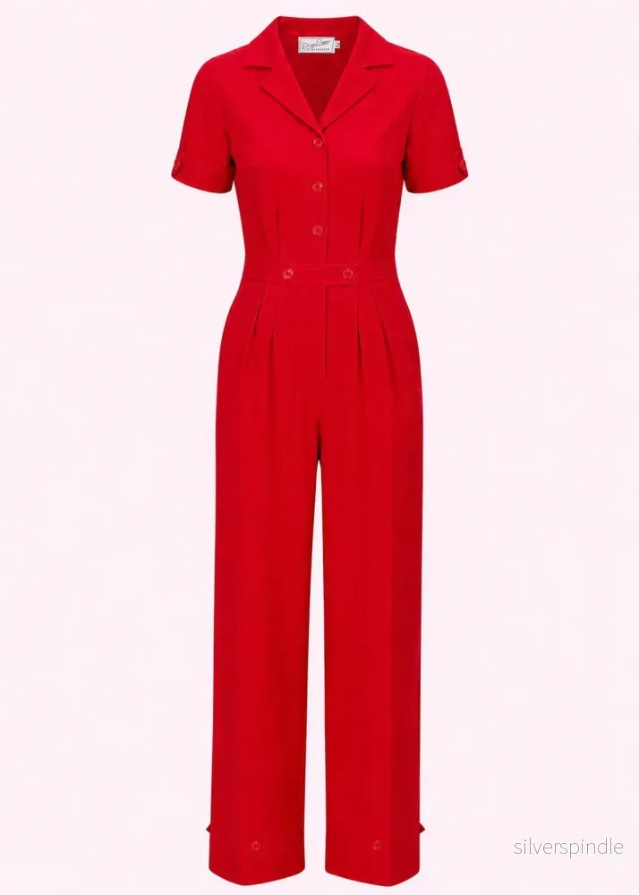 Maxine jumpsuit med korta ärmar - rött