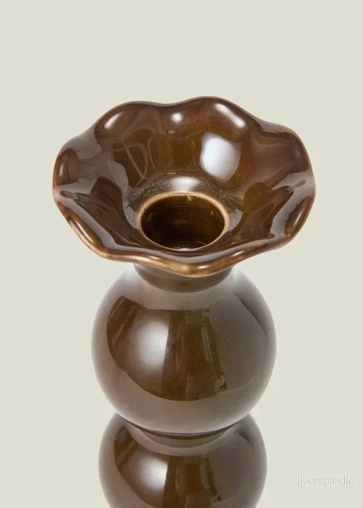 Lexington Stoneware Wavy Candle Holder Brown - Bild 2
