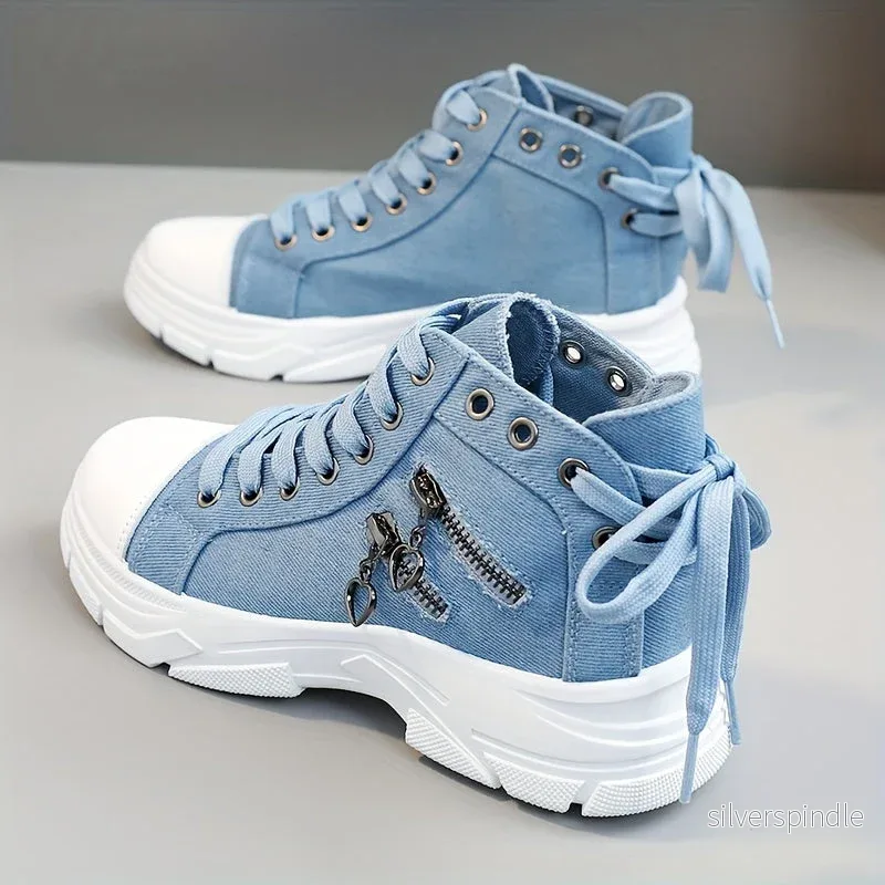 Liam | Trendiga Platåsneakers med Snörning och Dragkedja Liam | Trendiga Platåsneakers med Snörning och Dragkedja