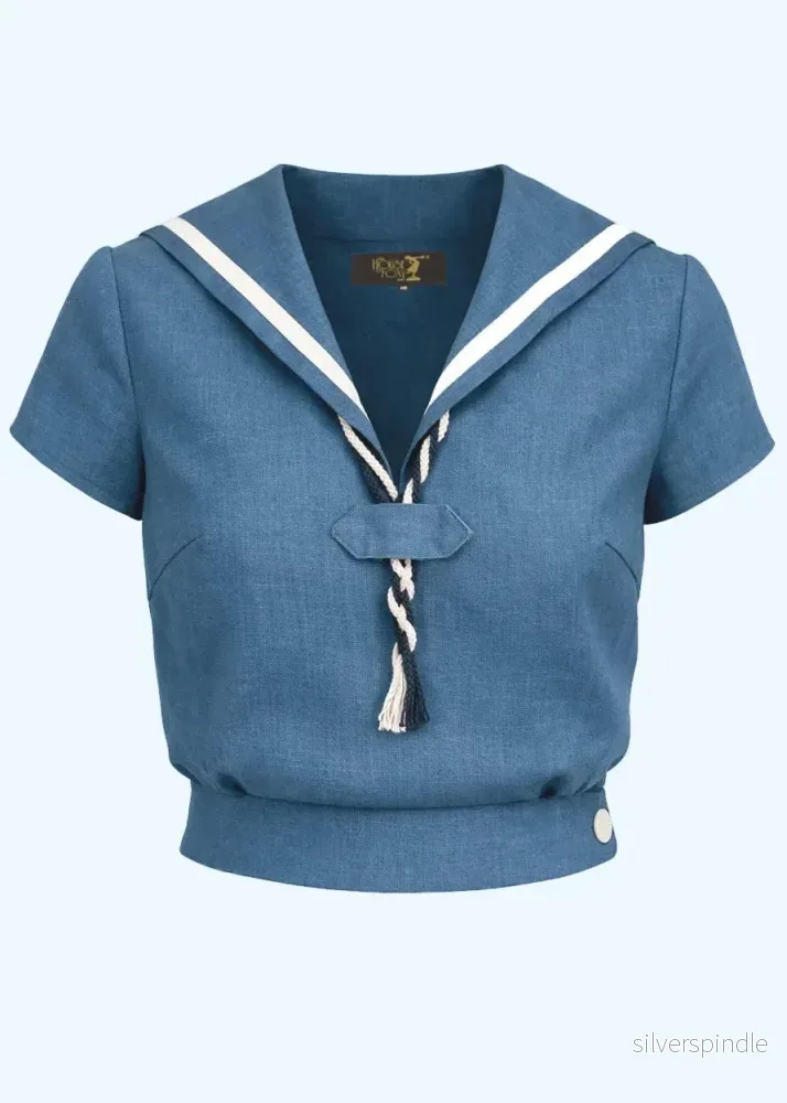 1930-tals Sailor Top – Aqua 1930-tals Sailor Top – Aqua