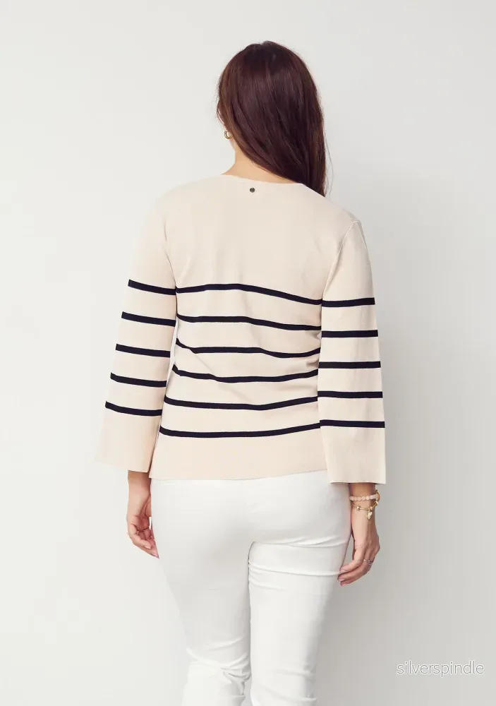 Jena s/s Knit - Sand w/Black - Bild 3