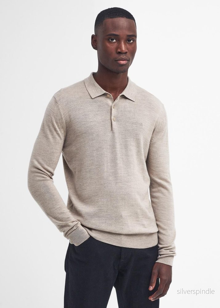 Barbour Intl Merlin Merino Polo Jumper Brindle Barbour Intl Merlin Merino Polo Jumper Brindle