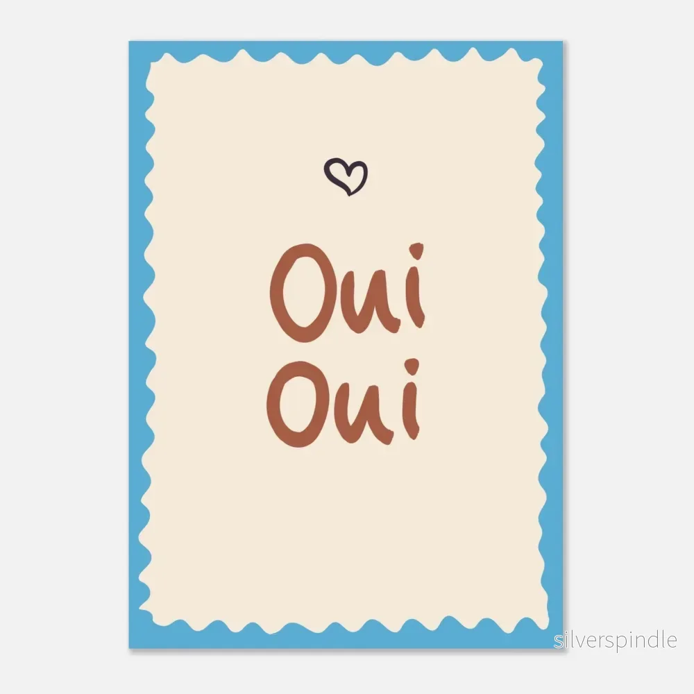 Oui Oui Poster med turkos vågig ram – Bohemisk Typografiposter i Danish Pastel - Bild 2
