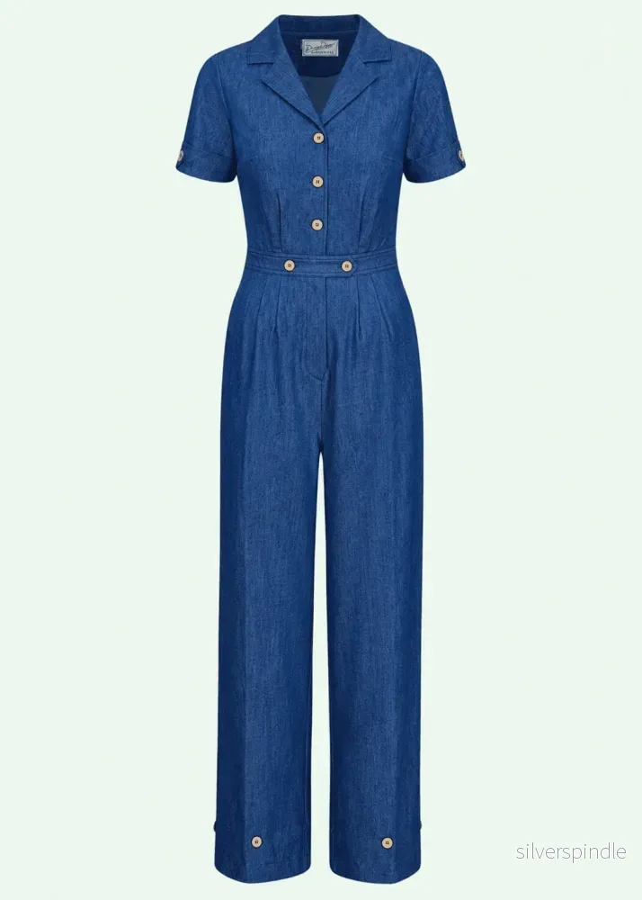 Maxine jumpsuit med korta ärmar - denimlook