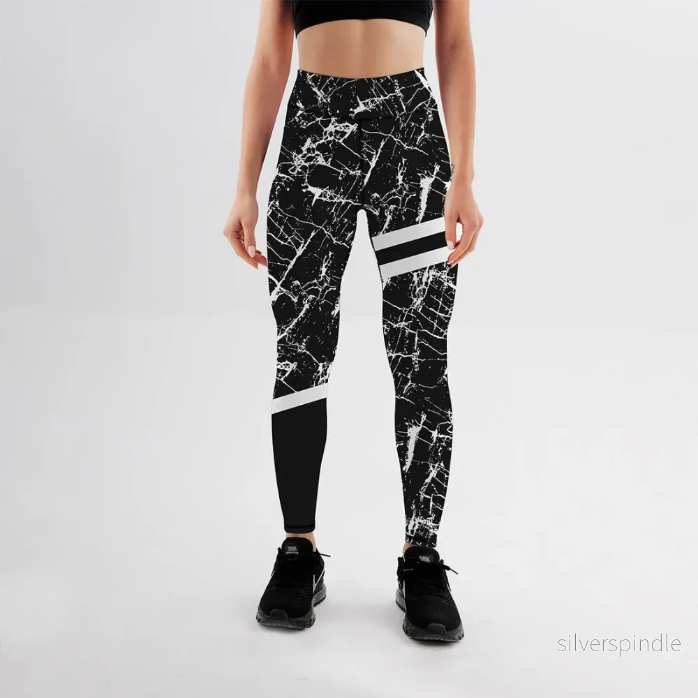 Emma | Hög Midja Stretchiga Leggings med Marmortryck Emma | Hög Midja Stretchiga Leggings med Marmortryck