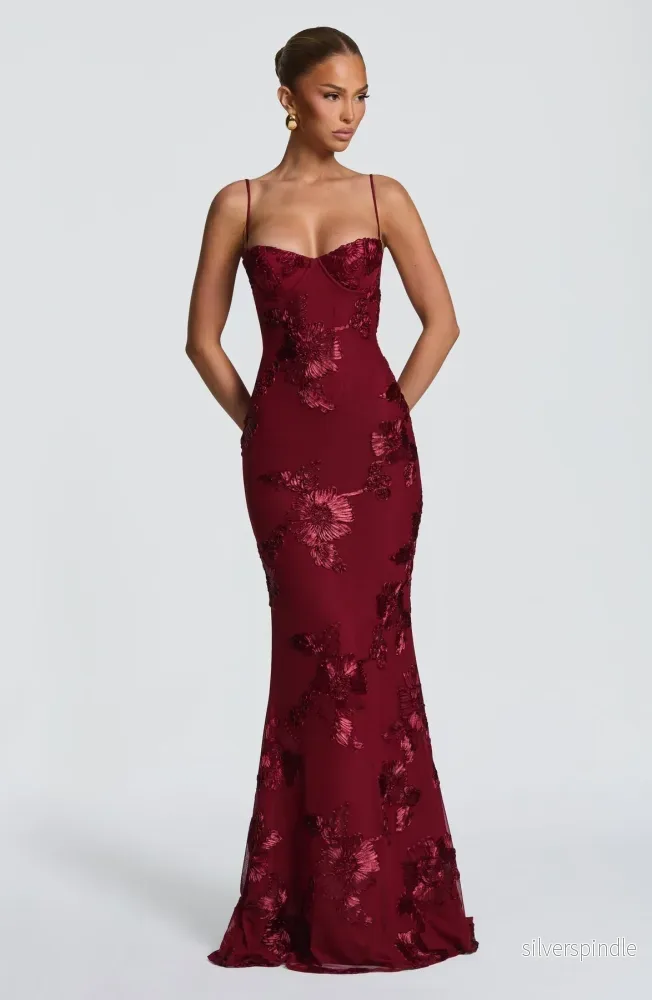 Nora | Elegant Maxiklänning med Blomsterapplikationer för Dam - Bild 2