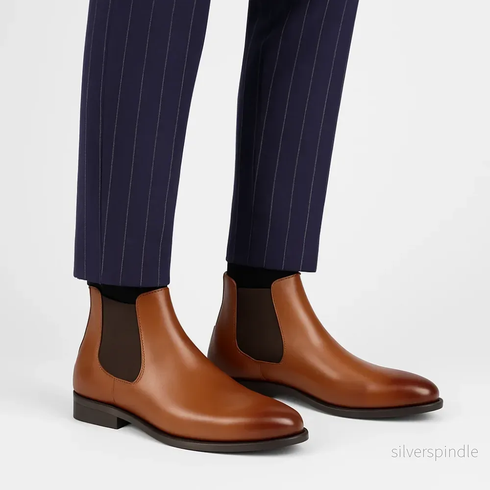 Klassiska Chelsea-stövlar | Slip-On Design med Elastiska Sidopaneler | Mångsidiga Stövlar för Komfort och Stil - Bild 3