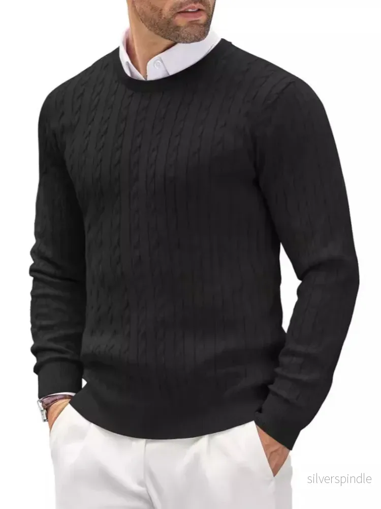 Ethan | Trendig Slim Fit Höststickad Tröja Med Tvistat Mönster Ethan | Trendig Slim Fit Höststickad Tröja Med Tvistat Mönster