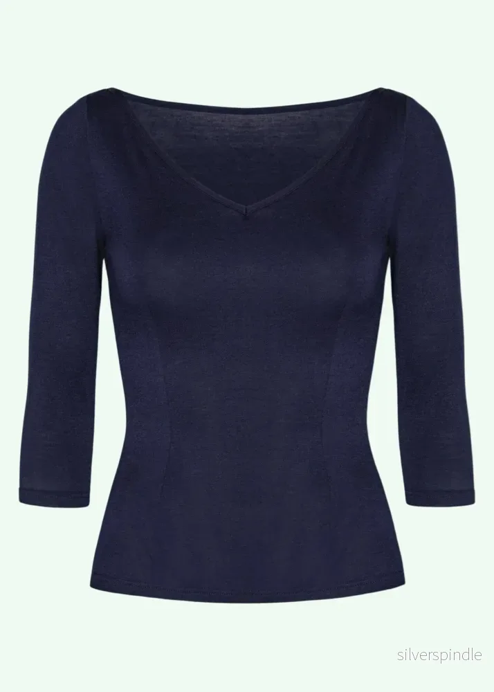 Vändbar Boatneck-topp i marinblå - deluxe - Bild 2