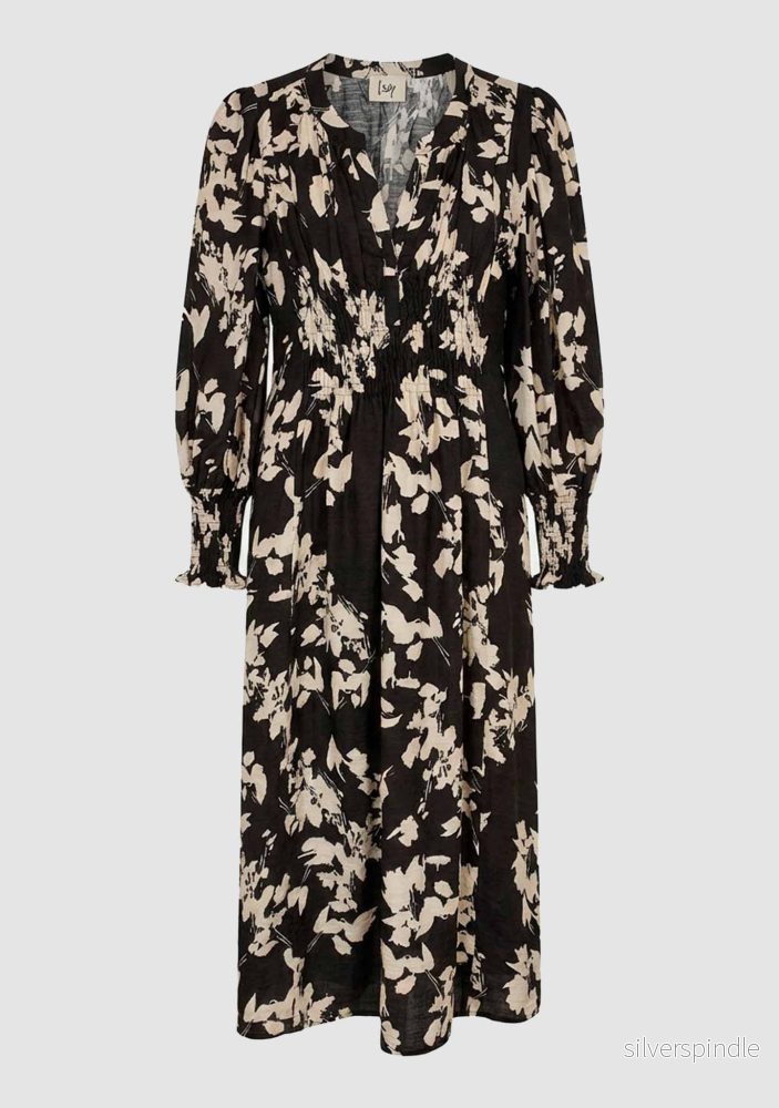 Ane V-Neck Dress - Black w/Cream - Bild 3