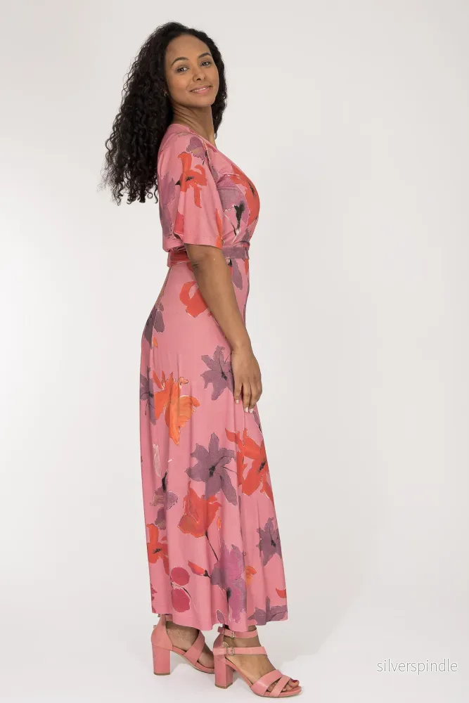Essential bell sleeve long jersey dress - Dusty Pink - Bild 2