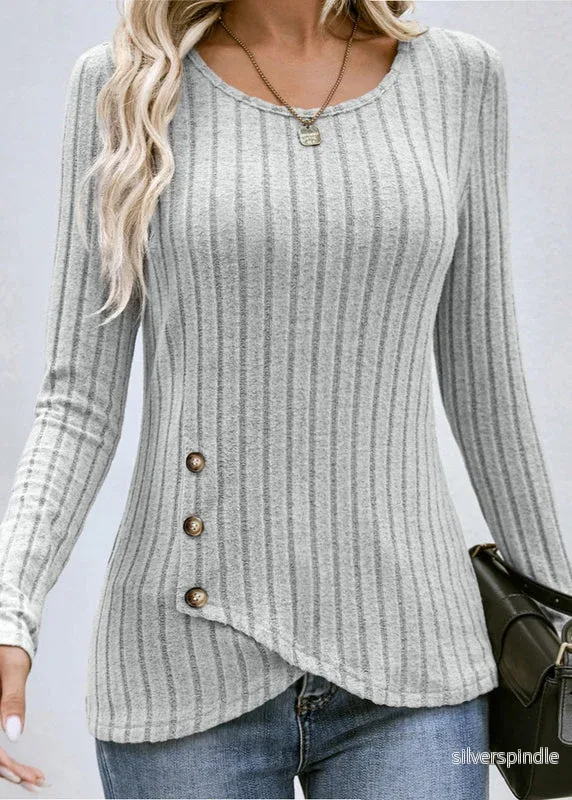 Olivia | Elegant Slim Fit Hösttröja Med Knappdetaljer - Bild 3