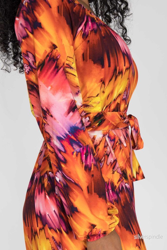 A-lined belted midi jersey dress - Pink-orange - Bild 3